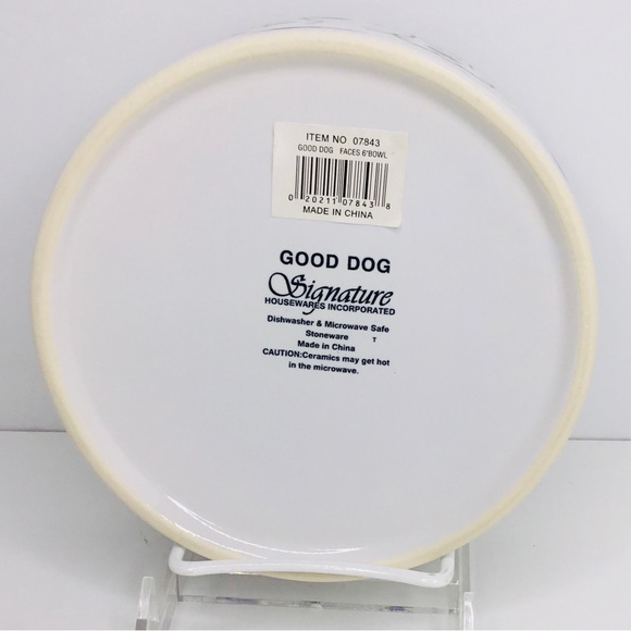 Good Dog, White Ceramic Pet Bowl FACES 6” New - Picture 7 of 7